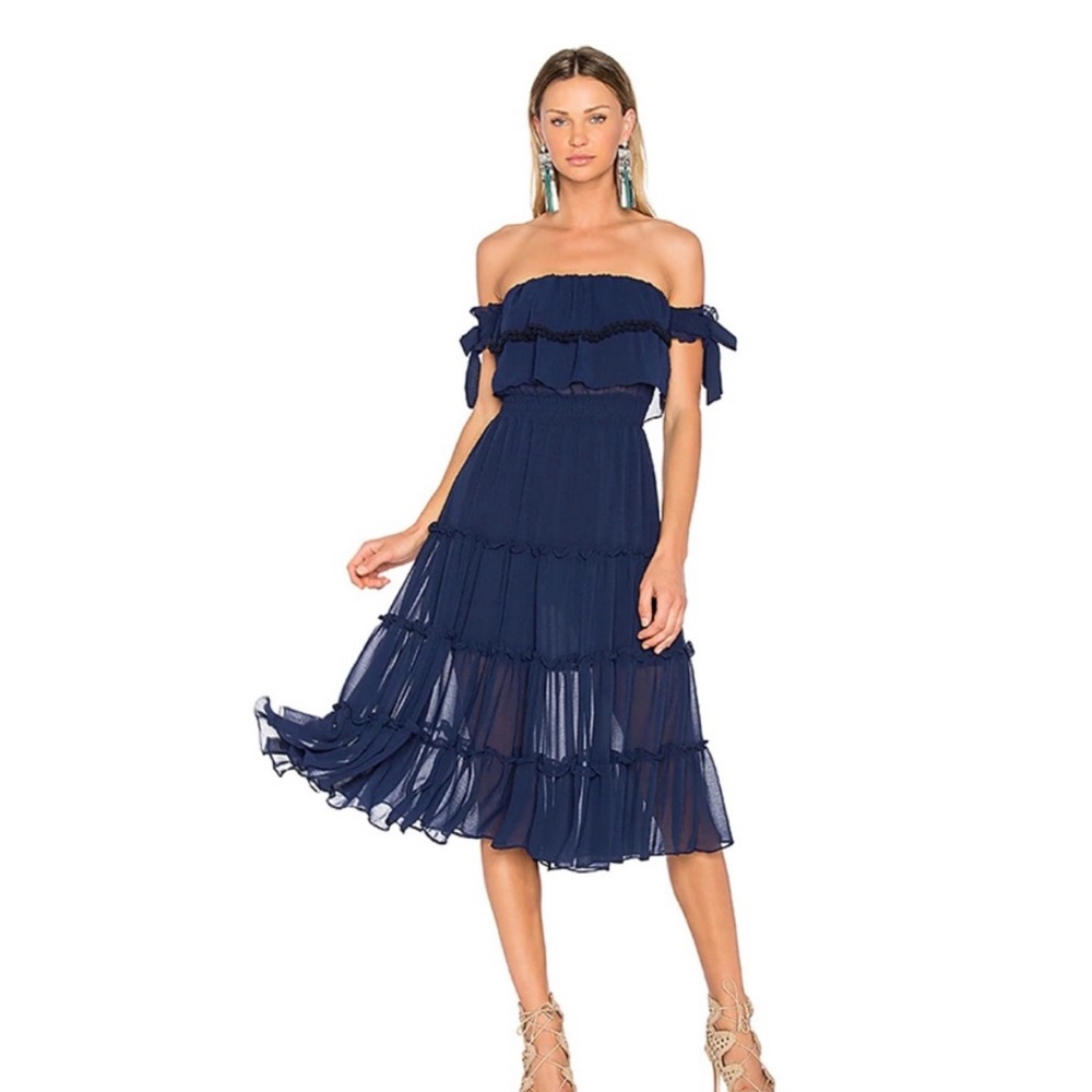 Micaela Off Shoulder Flow Midi Dress